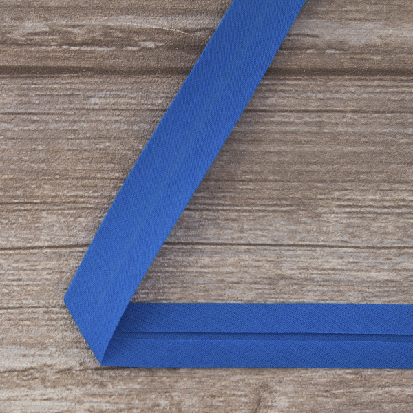 Косая бейка хлопок/полиэстер 20 мм, 25 м, цвет 126, васильковый. Арт 6120-20мм-126           