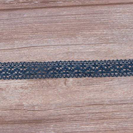 Мерсеризованное хлопковое кружево, 20 мм, цвет серо-синий. Арт 3037/75                 