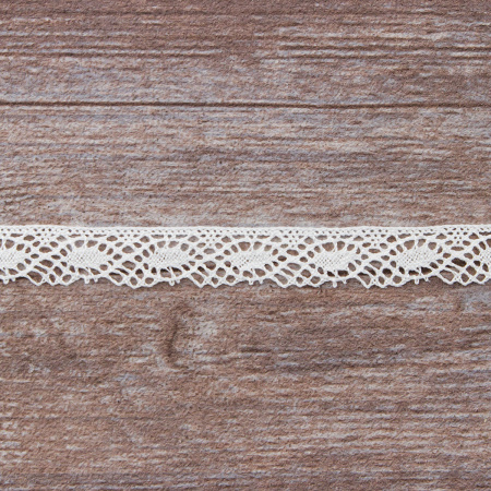 Мерсеризованное хлопковое кружево, 16 мм, белый. Арт 2106/01