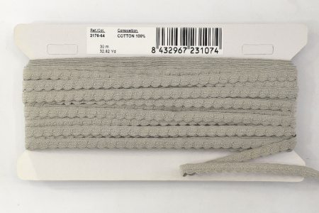 Кант-тесьма, 8 мм, цвет серый. Арт 2176/64