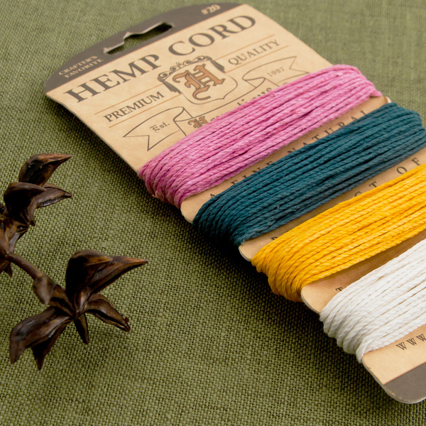 Шнуры на блистере HEMPTIQUE #20 - 1 мм, 4 цвета по 9,1 м. Арт HC20SP