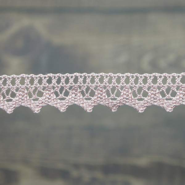 Кружево плетеное, 12 мм, цвет розовый, 100% хлопок, 5 м. Арт K-5004-268