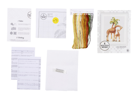 Набор для вышивания "Сафари Жирафы", канва лён 28 ct. Арт DSB003L