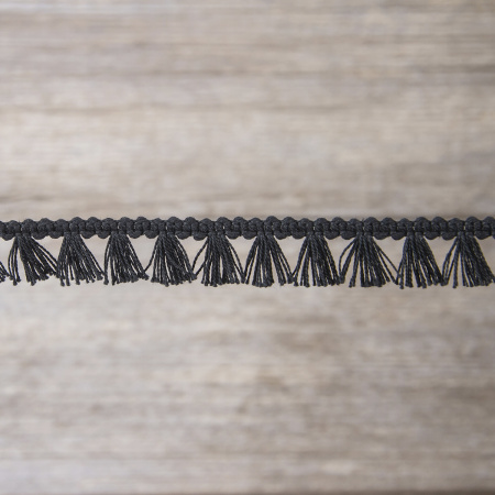 Тесьма декоративная, 16 мм, с бахромой, цвет черный. Арт 2204/14