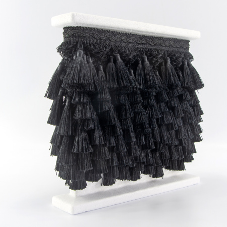 Тесьма с кисточками декоративная PASSAN цвет черный. Арт BPK - 019-col.PE - 56