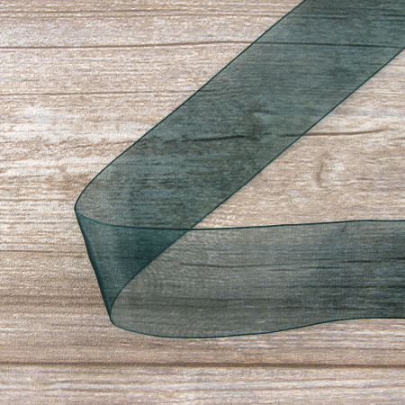 Лента органза SAFISA мини-рулон, 39 мм, 2 м, цвет 43, зеленый темный. Арт P00520-39мм-43/1         