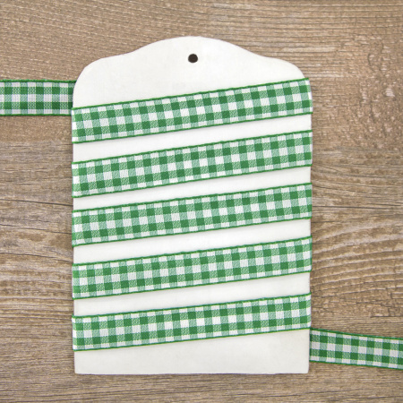 Лента с рисунком клетка SAFISA, 16(18) мм, 25 м, цвет 25, зеленый. Арт 469-16мм-25             