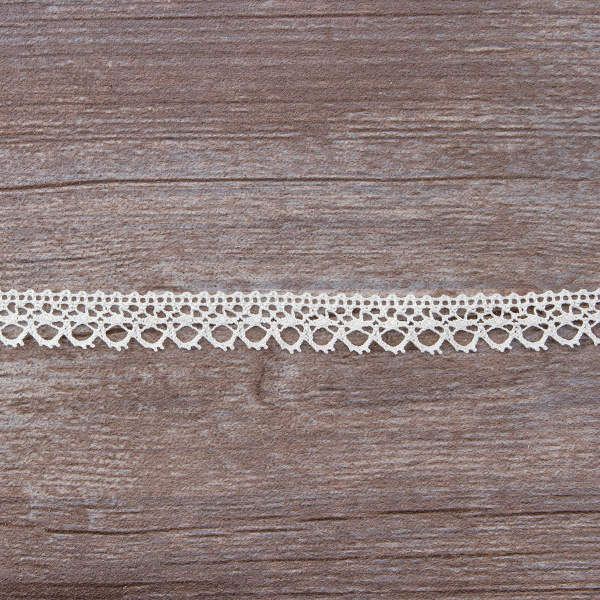 Мерсеризованное хлопковое кружево, 14 мм, белый. Арт 2094/01