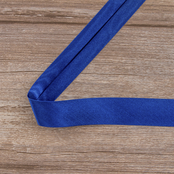 Косая бейка атласная 30 мм, 25 м, цвет 13, синий. Арт 6260-30мм-13            