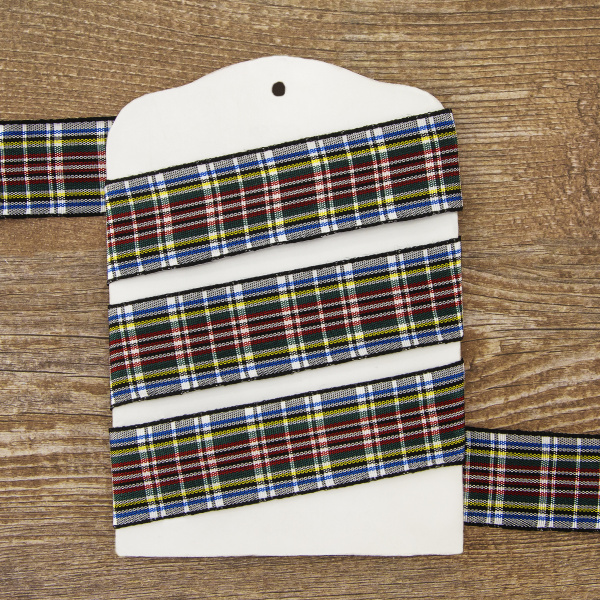 Лента с рисунком клетка SAFISA, 26 мм, 25 м, цвет 05, хаки. Арт 5221-26мм-05            