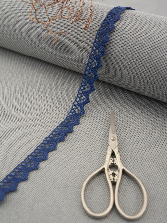 Кружево плетеное, 12 мм, цвет синий, 100% хлопок, 5 м. Арт K-5004-242