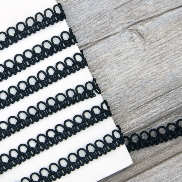 Тесьма PEGA тип отделочная, цвет черный, 10 мм. Арт 844150010A7001          