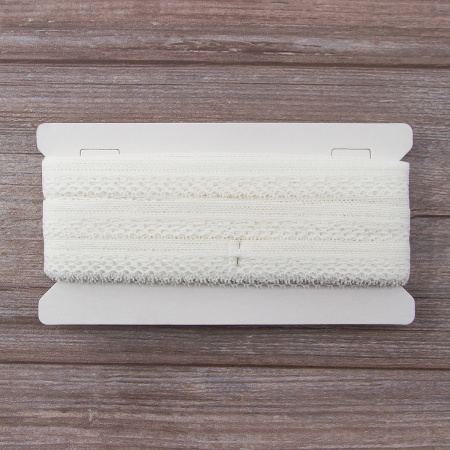 Мерсеризованное хлопковое кружево, 20 мм, цвет белый. Арт 2010/01