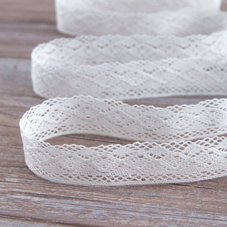 Мерсеризованное хлопковое кружево, 28 мм, белый. Арт 2121/01