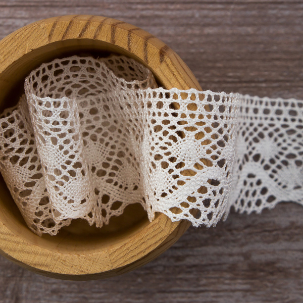 Мерсеризованное хлопковое кружево, 40 мм, белый. Арт 2141/01