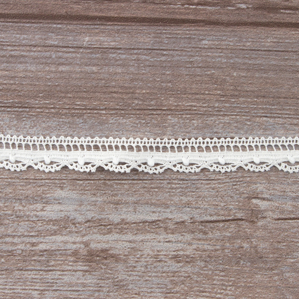 Мерсеризованное хлопковое кружево, 15 мм, белый. Арт 2150/01