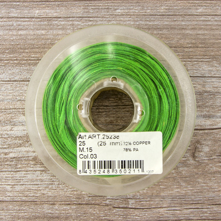 Лента органза с рисунком SAFISA, 25 мм, 15 м, цвет 03, зеленый. Арт 25238-25-03              