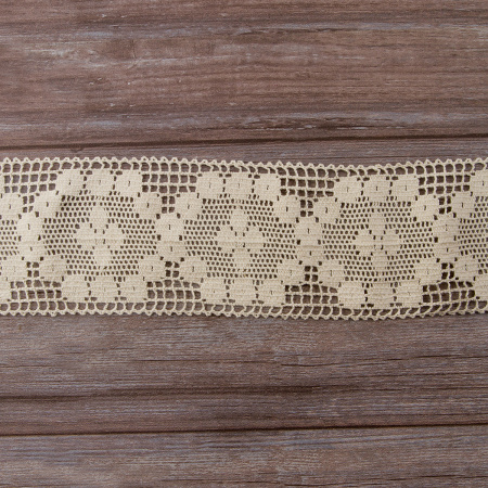 Мерсеризованное хлопковое кружево, 90 мм, цвет экрю. Арт 2230/58