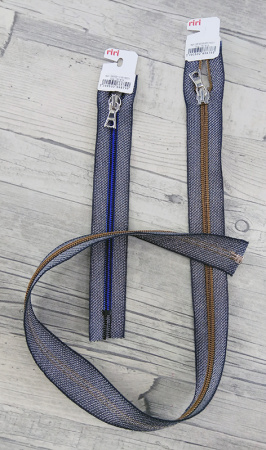 Молния спираль, на люрексной ленте, неразъёмная 1 замок, 6 мм, 18 см, цвет синий джис. Арт 2529211/18/15001