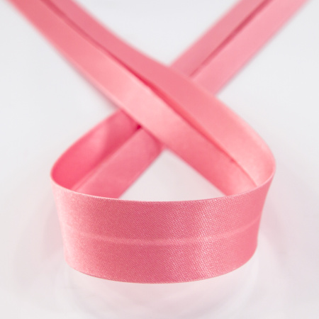 Косая бейка атласная 20 мм, 25 м, цвет 29, ярко-розовый. Арт 6260-20мм-29            