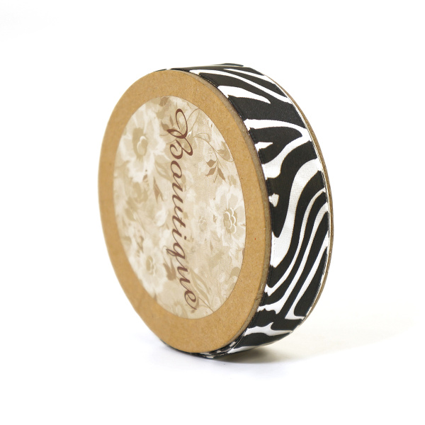 Лента атласная на картонной мини-катушке "Зебра принт". Арт VR15.545