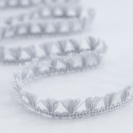 Тесьма декоративная, 16 мм, с бахромой, цвет серый. Арт 2204/64