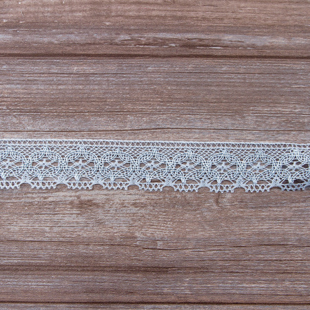 Мерсеризованное хлопковое кружево, 35 мм, цвет голубой. Арт 2222/19