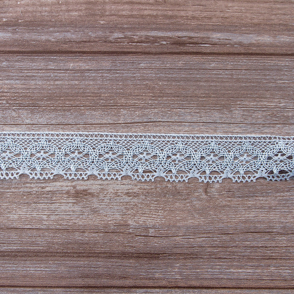 Мерсеризованное хлопковое кружево, 35 мм, цвет голубой. Арт 2222/19