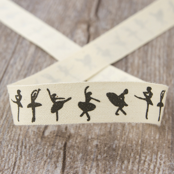 Лента хлопковая на картонной мини-катушке "Балерины". Арт VR15.018