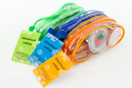 Набор швейный в прозрачном пластиковом кошельке на молнии. Арт N4303                   