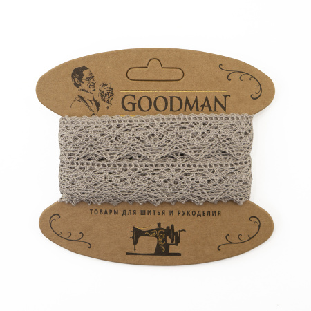 Кружево плетеное, 25 мм, цвет серый, 100% хлопок, 5 м. Арт K-5003-31