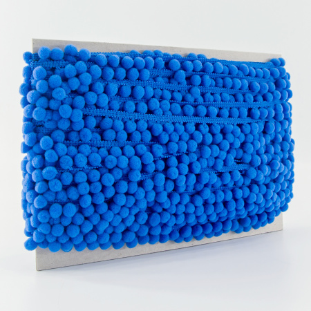 Тесьма с помпонами, диаметр 10 мм, цвет темно-синий. Арт PA-18-col.503