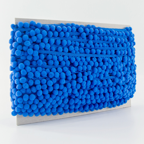 Тесьма с помпонами, диаметр 10 мм, цвет темно-синий. Арт PA-18-col.503