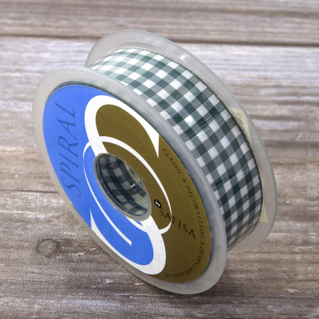 Лента с рисунком клетка SAFISA, 25 мм, 25 м, цвет 43, темно-зеленый. Арт 469-25мм-43             