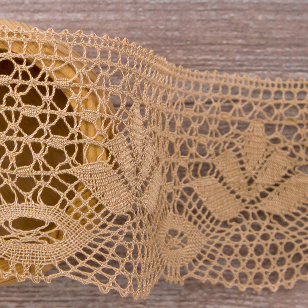 Мерсеризованное хлопковое кружево, 70 мм, цвет бежевый. Арт 3185/T3