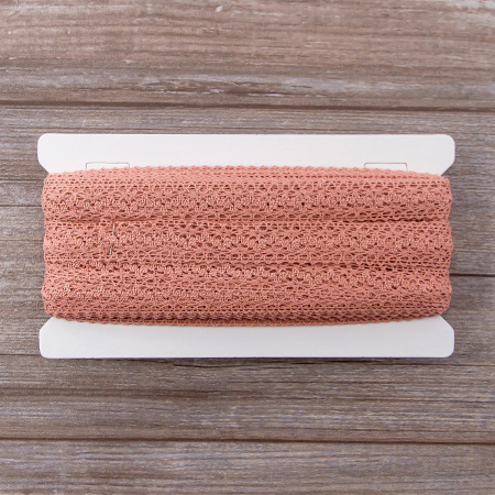 Мерсеризованное хлопковое кружево, 20 мм, цвет серо-розовый. Арт 3037/F3                 