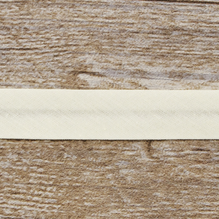 Косая бейка хлопок/полиэстер 20 мм, 25 м, цвет 12, слоновая кость. Арт 6120-20мм-12            