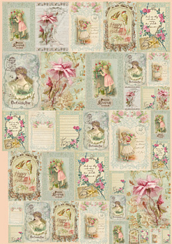 Карта для декупажа "Девочки и цветы". Арт DFG424