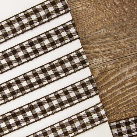 Лента с рисунком клетка SAFISA, 16(18) мм, 25 м, цвет 17, коричневый. Арт 469-16мм-17             