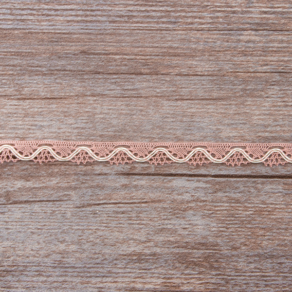Мерсеризованное хлопковое кружево, 9 мм, розовый. Арт 2167/W4