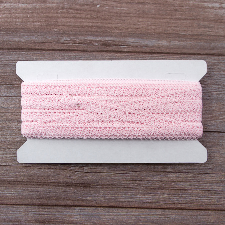 Мерсеризованное хлопковое кружево, 12 мм, цвет светло-розовый. Арт 3267/06                 