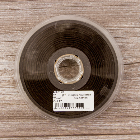 Косая бейка хлопок/полиэстер 20 мм, 25 м, цвет 17, темно-коричневый. Арт 6120-20мм-17            