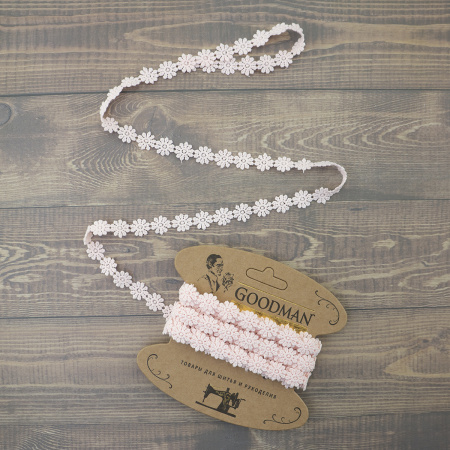 Кружево гипюр, 18 мм, цвет розовый, 100% полиэстер, 4,5 м. Арт 4GB762.308