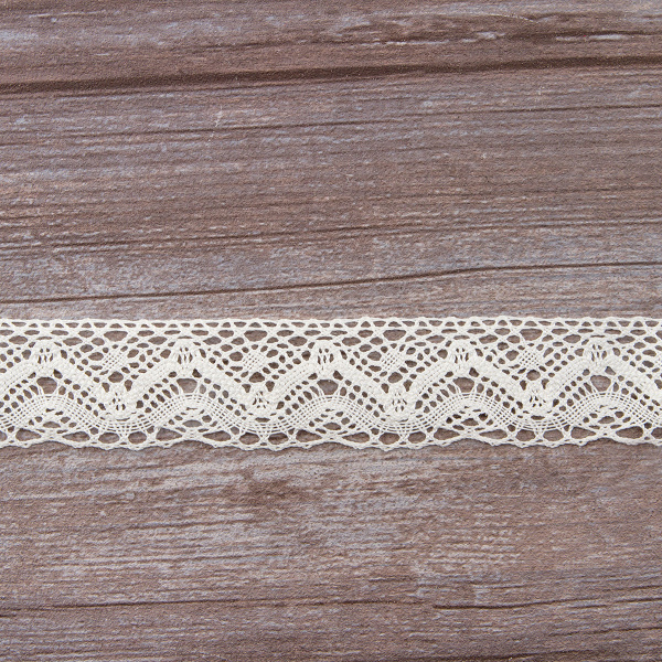 Мерсеризованное хлопковое кружево, 39 мм, шампань. Арт 2144/72