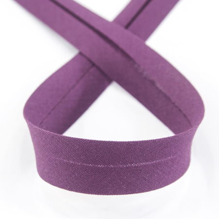 Косая бейка хлопок/полиэстер 20 мм, 25 м, цвет 130, сливовый. Арт 6120-20мм-130           