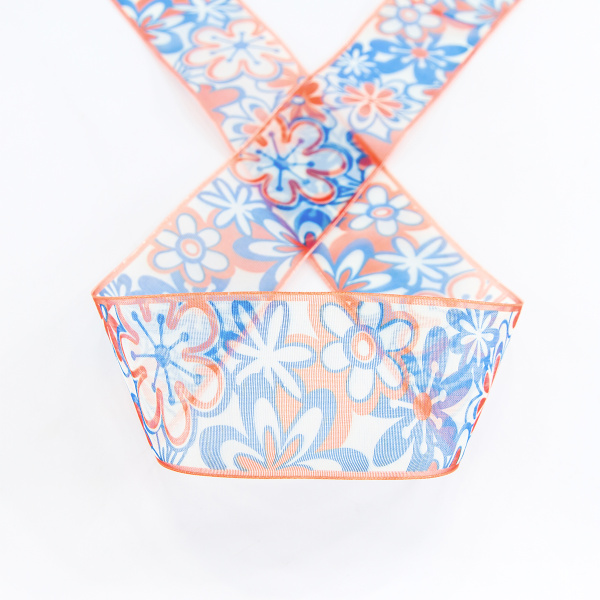 Лента органза с напечатанным рисунком SAFISA, 40 мм, 15 м, цвет 01. Арт 25253-40мм-01           