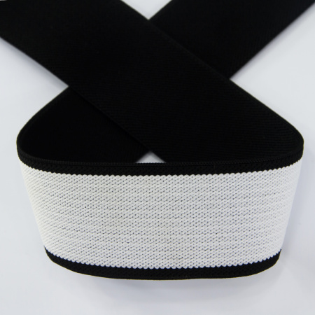 Резинка корсажная, 40 мм, цвет белый с черной окантовкой. Арт 822783740DP001