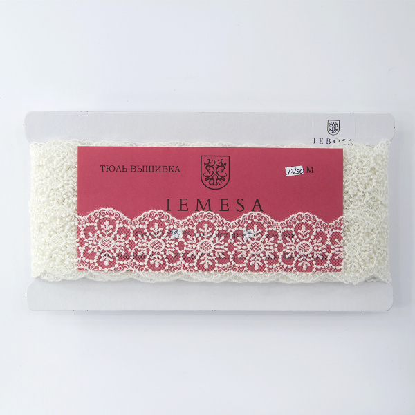 Кружево-вышивка на тюле, 25 мм, 13,5 м. Арт 41706/01