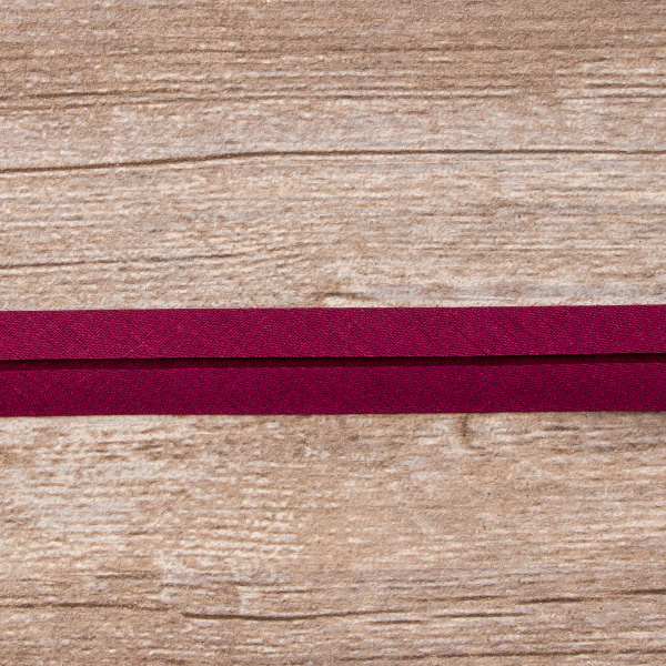 Косая бейка хлопок/полиэстер 20 мм, 25 м, цвет 30, бордо. Арт 6120-20мм-30            