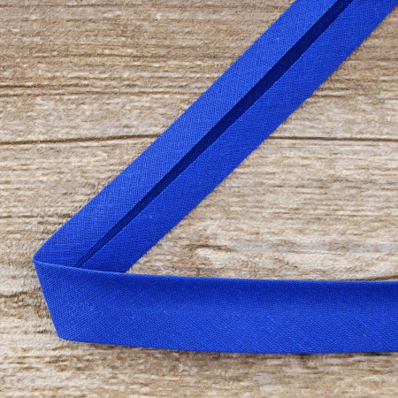 Косая бейка хлопок/полиэстер 20 мм, 25 м, цвет 71, насыщенный серо-синий темный. Арт 6120-20мм-71            